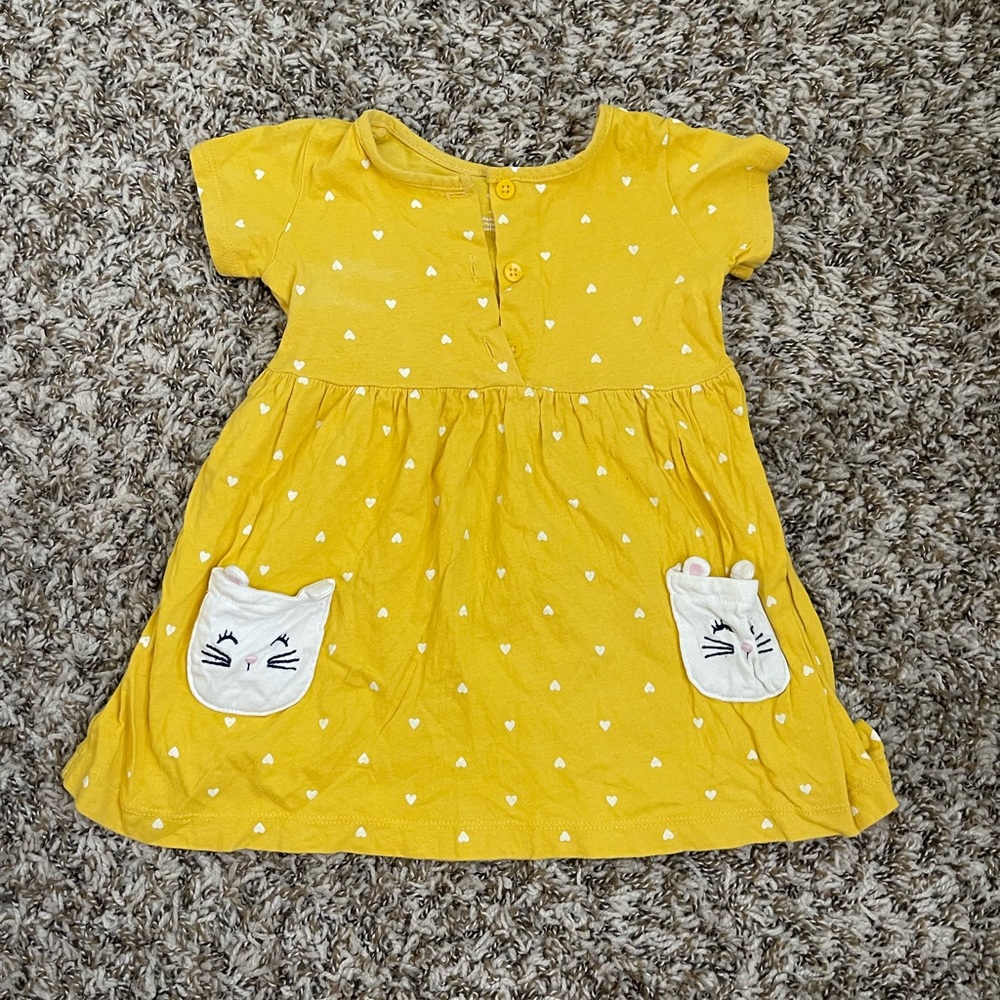 Mustard Short Sleeve Aline Dress Baby Girl - Picture 2 of 4